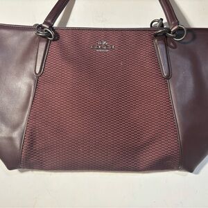Coach Legacy Jacquard Oxblood Canvas and Leather bag/purse/tote